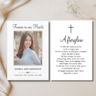 Simple Modern Funeral Photo Memorial Prayer Card