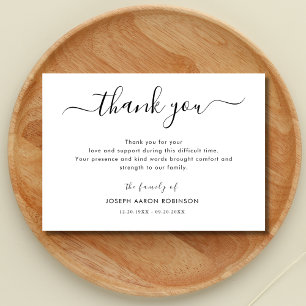 Simple Modern Funeral Thank You Note Card