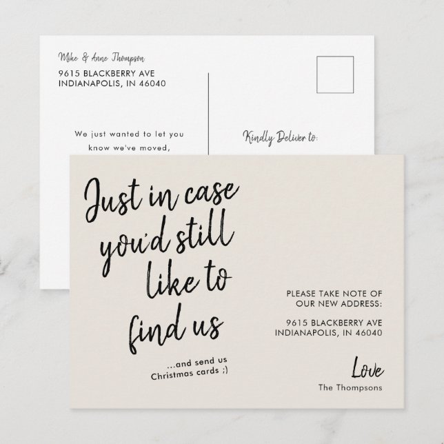 Simple Modern Funny Cream Moving Announcement  Postcard (Front/Back)