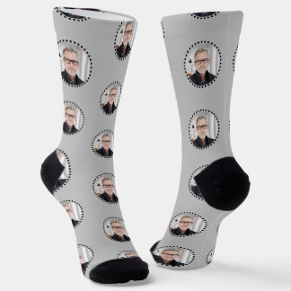 Simple Modern Funny Editable Polka Dot Photo Gift Socks