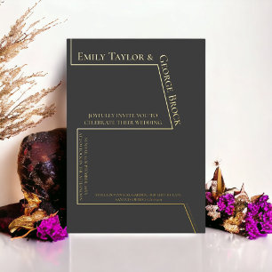 Simple Modern Funny Elegant Minimal Wedding Gold