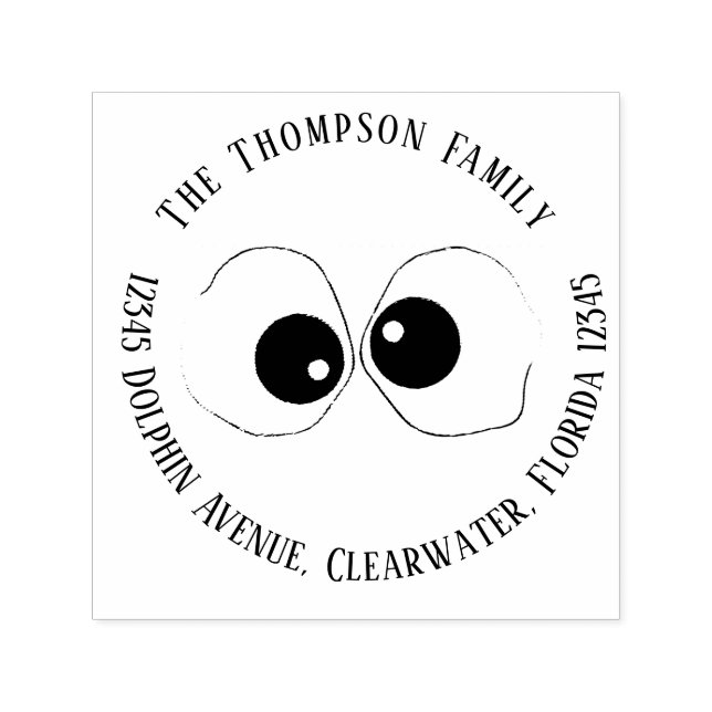 Simple Modern Funny Goofy Eyes Whimsical  Self-inking Stamp (Design)