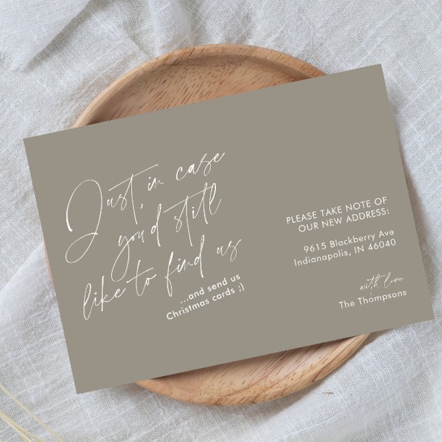 Simple Modern Funny Taupe Moving  Announcement (Creator Uploaded)