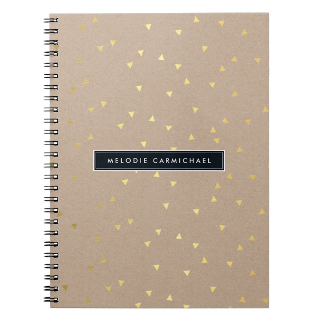 SIMPLE modern geo confetti pattern gold foil kraft Notebook (Front)