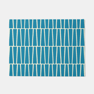 Simple Modern Geometric Blue Yellow Pattern Doormat