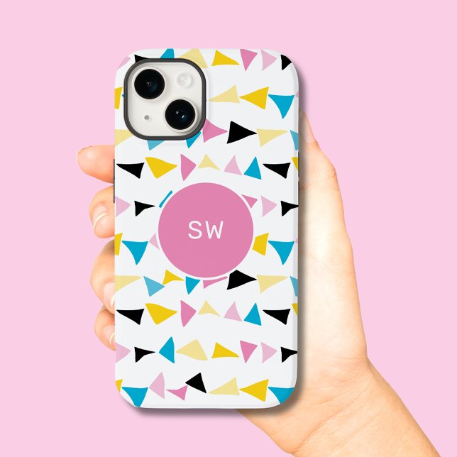 Simple modern geometric confetti initials (Monogram geometric modern confetti style phone case)