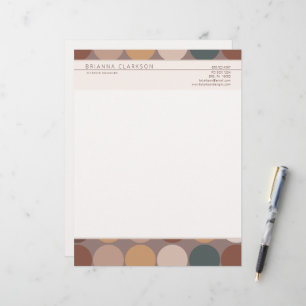 Simple Modern Geometric Earth Tone Circle Pattern Custom Letterhead