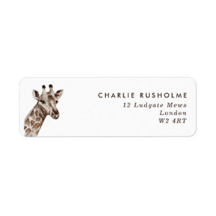 Simple Modern Giraffe Personalised Return Address Return Address Label
