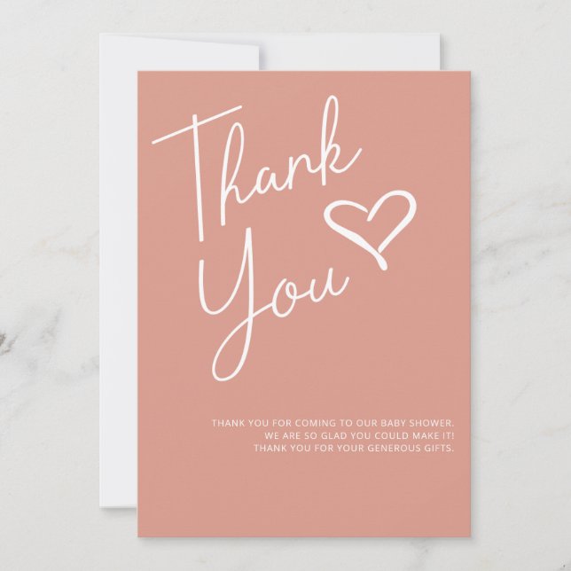 Simple Modern Girl Baby Shower Thank You Card (Front)