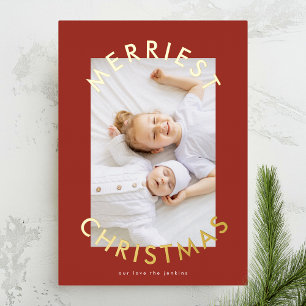 Simple Modern Gold Bold Merriest Christmas Photo Foil Holiday Card