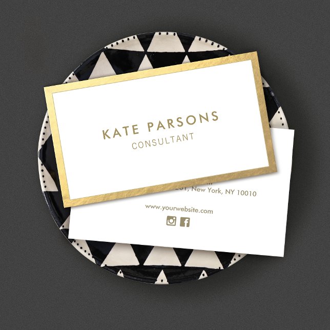 Simple Modern Gold Border  Business Card (Creator Uploaded)