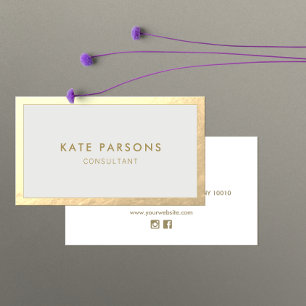 Simple Modern Gold Border Grey Business Card