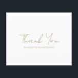 Simple Modern Gold Budget Business Thank You Card<br><div class="desc">Modern faux gold budget business thank you card featuring a simple and minimalist layout with "Thank You" on the front in an elegant script typography. The back has your personal message along with your QR code and social media icons. This professional thank you card is great for any small business....</div>