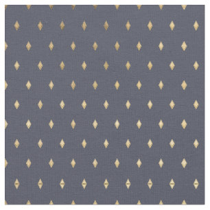 Simple Modern Gold Diamond Navy Blue Pattern Fabric