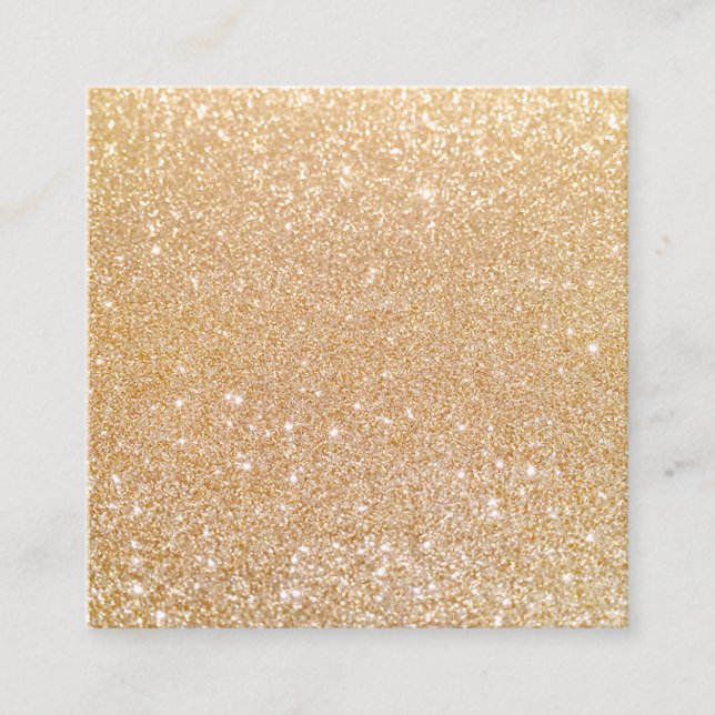 Simple Modern Gold Glitter Makeup Artists Square Square Business Card (Front)