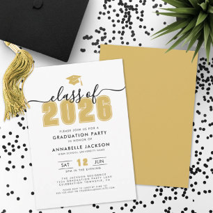 Simple Modern Gold Graduation Party Invitation
