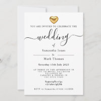 Simple Modern Gold Heart Wedding Stationery