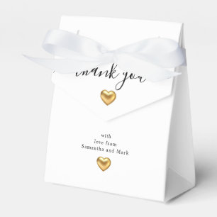 Simple Modern Gold Heart White Wedding Favour Box