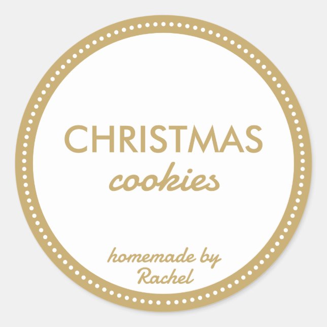 Simple Modern Gold Homemade Christmas Cookies Classic Round Sticker (Front)