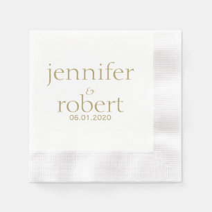 Simple Modern Gold Metallic Wedding Napkin