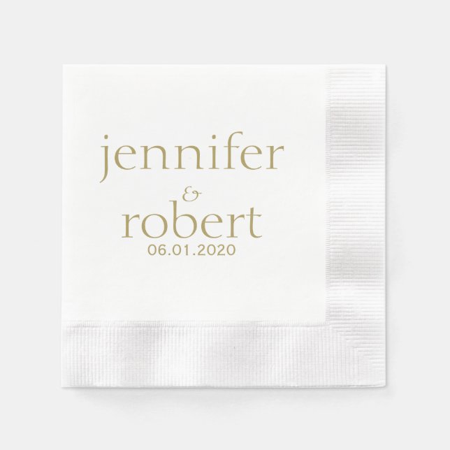 Simple Modern Gold Metallic Wedding Napkin (Front)