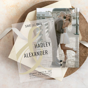 Simple Modern GOLD Overlay Wedding Save the Date Vellum Invitations