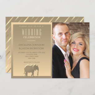 Simple Modern Gold Photo Wedding Invitation