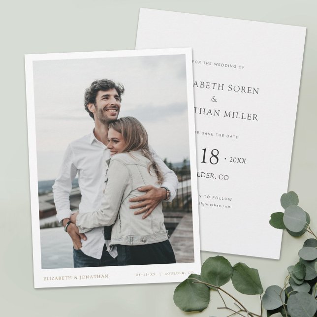 Simple Modern Gold Photo Wedding Save the Date Invitation (Creator Uploaded)