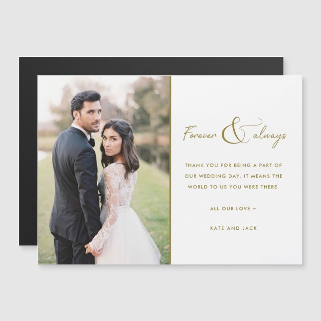 Simple Modern Gold Photo Wedding Thank You (Front/Back)