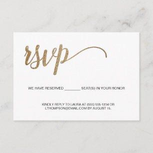 Simple Modern Gold RSVP no mailing Reserved Seat Enclosure Card