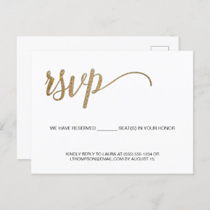 Simple Modern Gold RSVP no mailing Reserved Seat Postcard