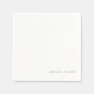 Simple Modern Gold Text Names Wedding  Napkins