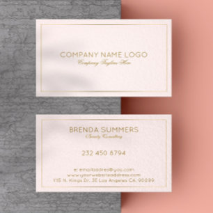Simple Modern Gold TonesBorder On Pink Business Card