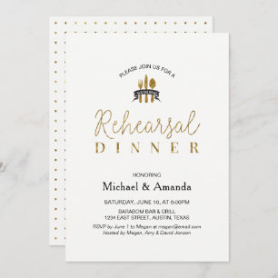 Simple Modern Gold Wedding Rehearsal Dinner Card