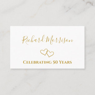 Simple Modern Golden 50th Anniversary Party Name Place Card