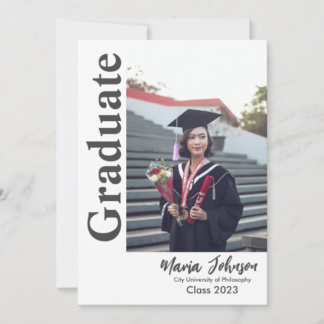 Simple Modern Grad Photo Graduation Announcement (Front)