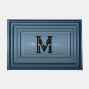Simple Modern gradient Welcome Monogram Name Doormat