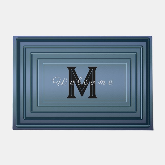Simple Modern gradient Welcome Monogram Name Doormat (Front)