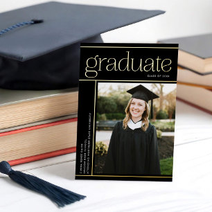 Simple Modern Graduate Graduation Black Gold REAL 