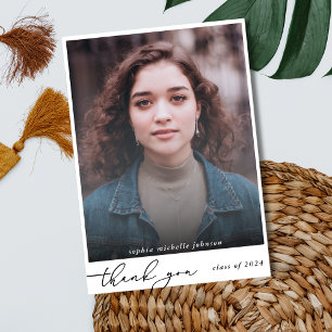 Simple Modern Graduate Script Photo Thank You 