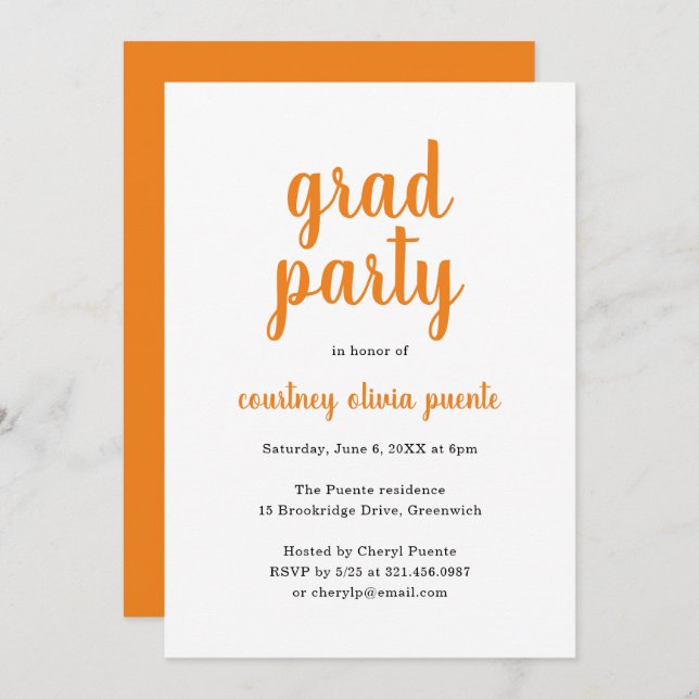 Simple Modern Graduation Party Invitation (Front/Back)