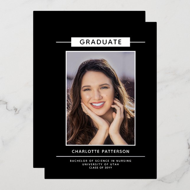 Simple Modern Graduation Photo Gold Script (Front/Back)