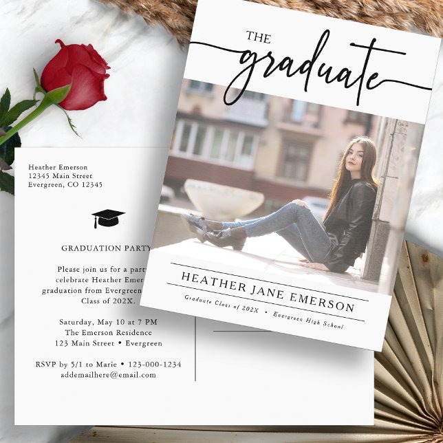 Simple Modern Graduation Postcard (Simple Modern Photo Graduation Postcard by Painted Paperie
)