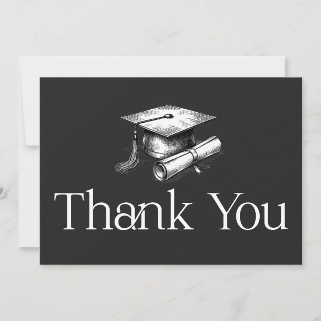 Simple Modern Graduation Thank You Invitation (Front)