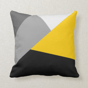 Simple Modern Gray Yellow and Black Geo Cushion