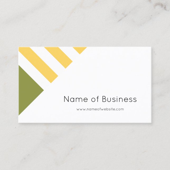 Simple Modern Green and Yellow Wide Stripes Business Card (Front)