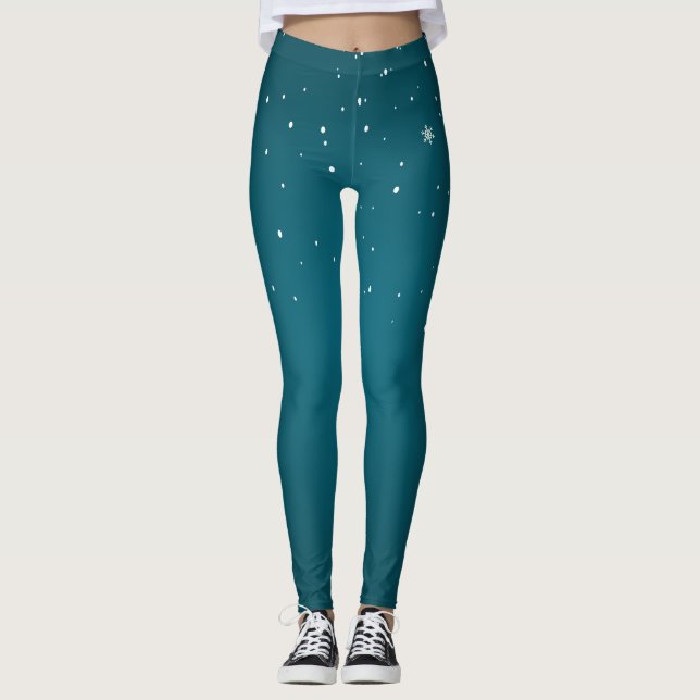Simple Modern Green colour Gradient  Leggings (Front)