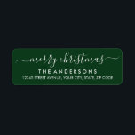 Simple Modern Green Merry Christmas Script Holiday Return Address Label<br><div class="desc">Simple Modern Green Merry Christmas Script Holiday Return Address Label</div>