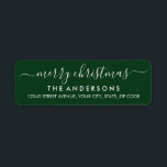 Simple Modern Green Merry Christmas Script Holiday Return Address Label<br><div class="desc">Simple Modern Green Merry Christmas Script Holiday Return Address Label</div>