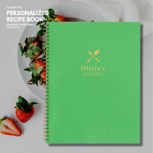 Simple Modern Green Personalised Recipe Book